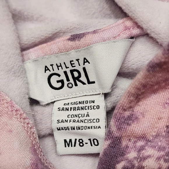 🌺3/$20 Athleta Hoodie PinkbTie Dye Thumbholes Soft Stretch M 8-10 - Picture 7 of 9